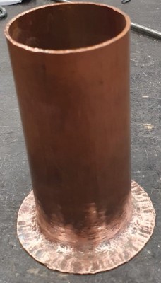 Kupfer Rohr 54 mm als Flansch von vorne